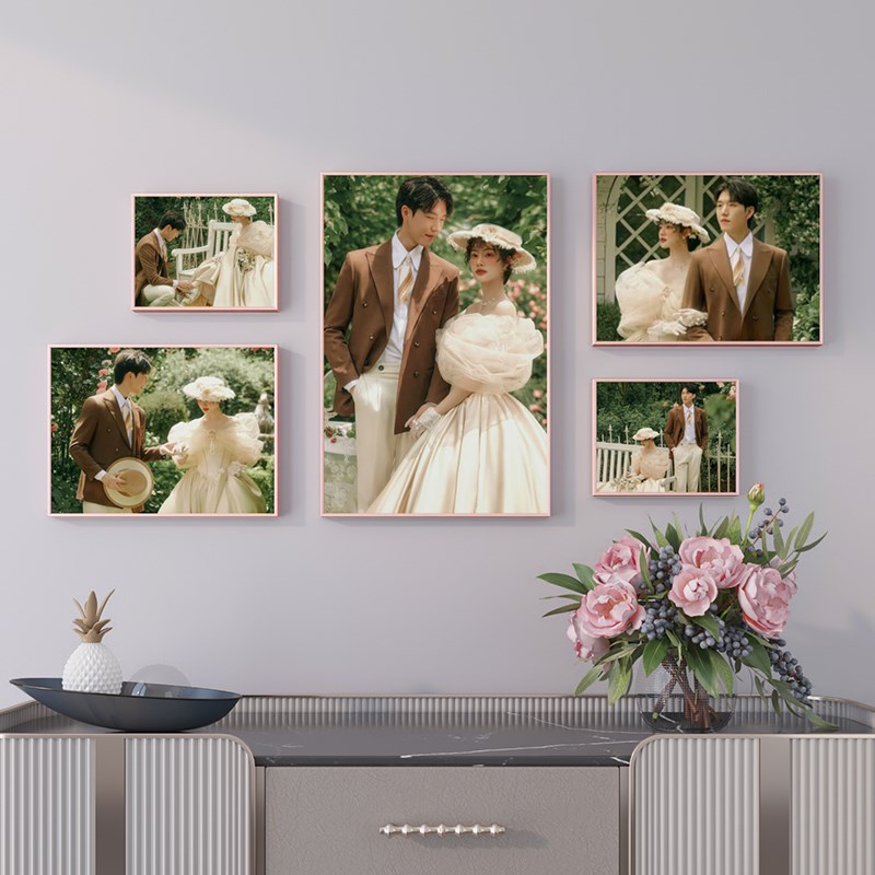 婚纱照照片墙组合相m框冲洗定制相片打印结婚照客厅装饰创意挂墙