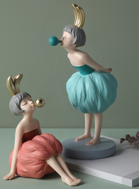 北欧轻奢可c爱少女摆件女生卧室结婚送礼物玄关桌面家居装饰摆设