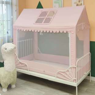 可定幼儿床蚊帐儿童床拼接床单人床小房子蚊帐加密不锈钢支架