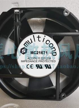 MULTICONP MC21671 轴流风扇, 172MM, 115VAC, 0.22/0.23a 散热
