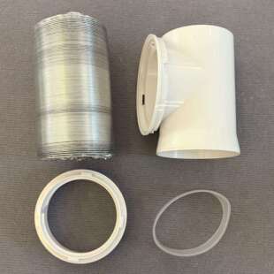 90度直角100#带管烘干机接头 带铝箔管通风管ABS塑料管件