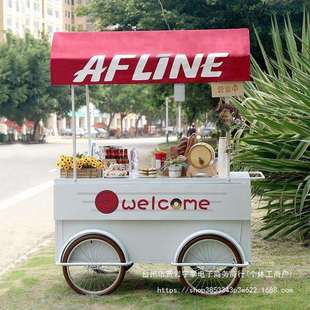 网红集市摆摊小推车夜市地摊小吃餐车商场促销花车户外移动摊位车