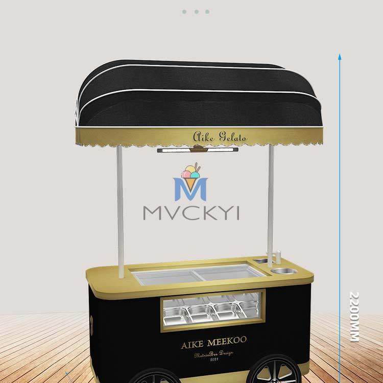 出口直冷前视窗冰淇淋展示柜简易可移动手推车地摊餐饮车