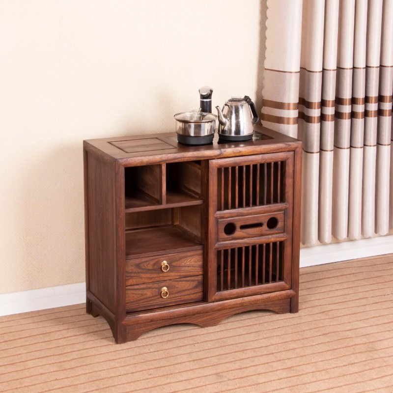 茶水柜实木置物架大尺寸客厅家用储物F柜榆木新中式餐边柜仿古茶