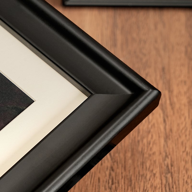 法式复古黑色相框摆台a3实w木画框配黑色底卡纸装裱挂墙客厅高级