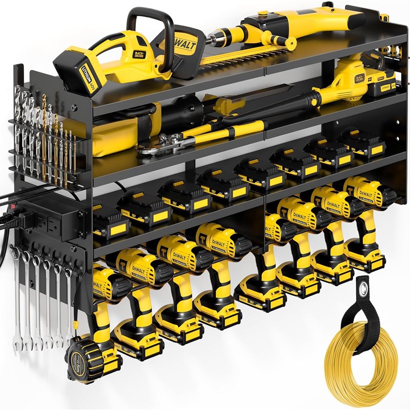 铁具艺八位电动工具架壁挂手电钻收纳架I车库工架储物架螺丝刀支