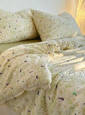 赫拉小姐复古温柔紫色碎花全棉针织棉I夏凉被软糯夏天空调被可机