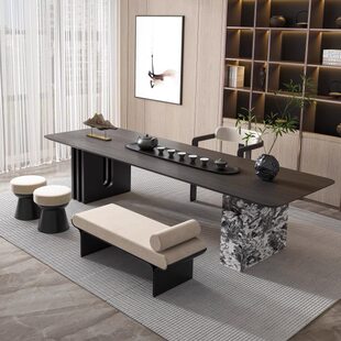 现代简约茶台岩泡茶桌家具新中式实木茶桌椅家用板式轻奢意组合