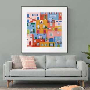 港湾客厅沙发背景墙装饰画北欧文艺卧室床头玄关壁画轻奢餐厅挂画
