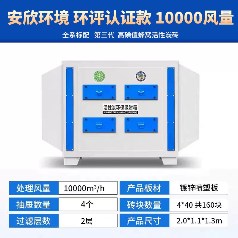 活性炭吸附箱喷漆l房异味净化干式漆雾过滤器工业废气二级处理设