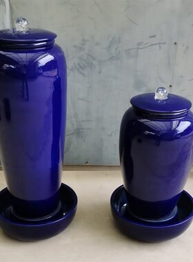 茶室中式陶瓷流水庭院酒店摆件循环水景陶罐缸喷S泉花瓶落地加湿