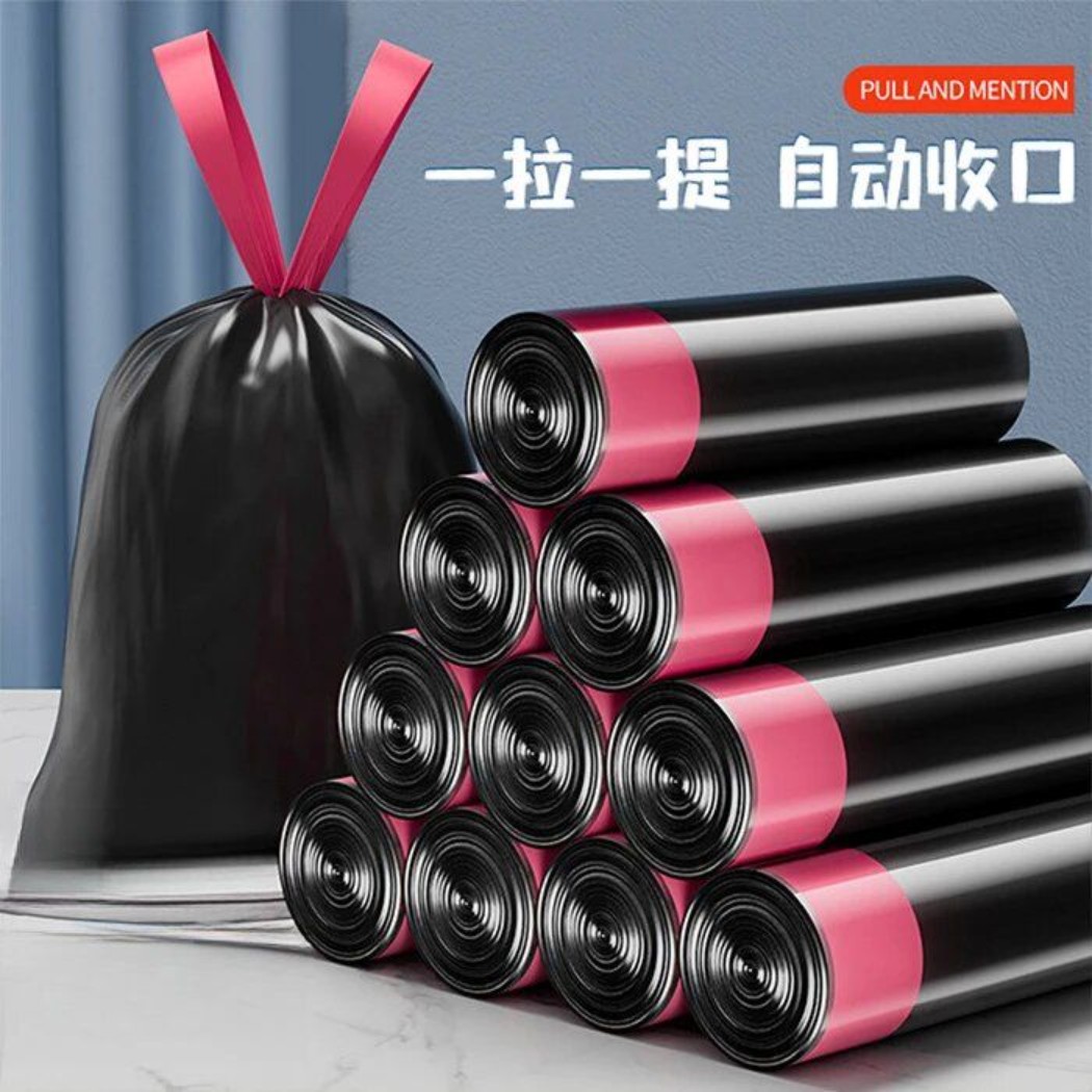 加厚抽绳手提自动收口垃圾袋