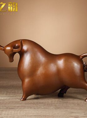 现代牛天铜气客厅摆件紫冲室内网红桌面牛书房装饰富贵纯手工纯铜