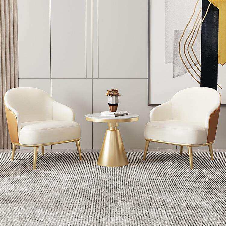 轻奢休闲单人沙发椅客厅设计师皮沙发售楼处奶茶店咖啡厅桌椅组合