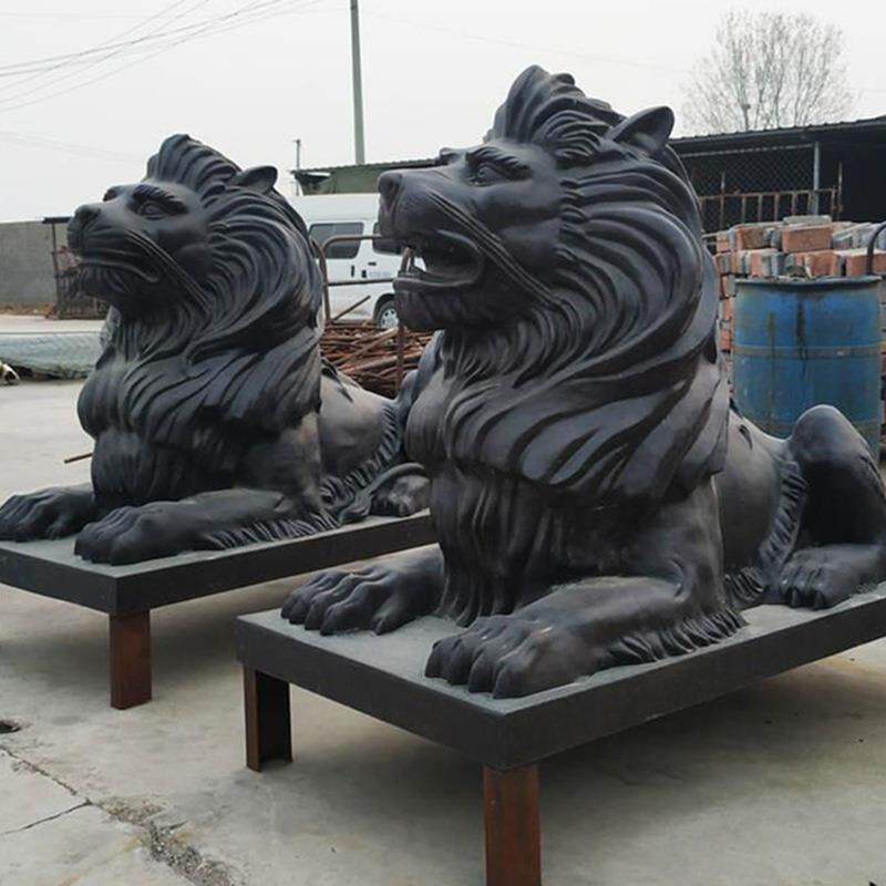 铸铜欧式狮子雕塑仿古铜狮门前狮摆件风水动物铜像工艺品
