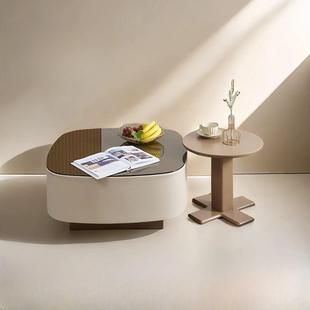 奶油网红小户型现代组合爱宜茶几边几客厅欧意式极简轻奢家用岩板