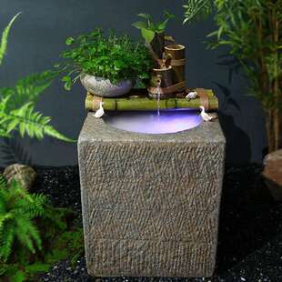 新中式庭院循环流水花园户外石磨石槽摆件石槽造景装饰喷泉水景