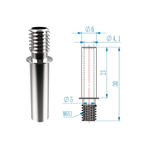 3D打印机Ender3 neo/MAXneo不锈钢喉管M6X30mm 4.1孔直通式喉管