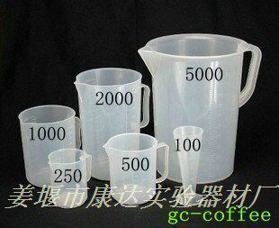 塑料量杯250ml 500ml 1000ml 2000ml 5000ml带把塑料烧杯塑料量筒
