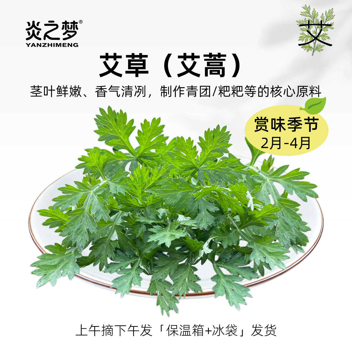 青团艾草新鲜艾蒿现摘野生清明草青艾叶米果原料湖南农家采摘