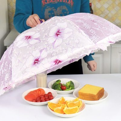 双股欧式菜罩加密网纱大号餐桌罩防苍蝇防尘饭菜罩子可收纳饭菜罩