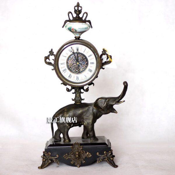 仿古钟表 古典座钟 机械钟 工艺钟表 欧式发条钟表 铜铸象顶钟