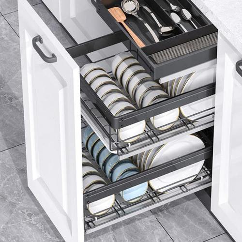 350窄小尺寸400柜体450抽屉式开门碗碟盘架工具蓝500单门橱柜拉篮