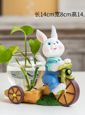 现代轻奢创意水培花瓶兔子摆件y客厅插花北欧玄关电视柜餐桌装饰