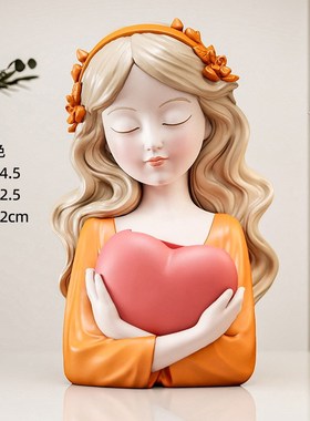 创意爱心少女化妆台收纳盒装饰摆件电视柜玄关收纳筒奶Z油风生日