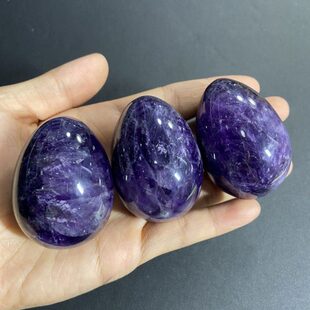 天然紫水晶小鸡蛋梦幻紫水晶打磨小鸡蛋摆件手把件冥想疗愈水晶石