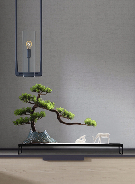 创意客厅摆件新中式玄关书房办公室桌面迎客M松装饰摆设品开业送