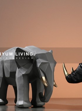 现代轻奢几何切面动物摆件样板房C客厅家居软装饰品桌面餐厅摆设
