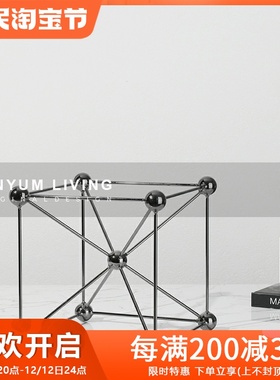 简约现代几何创意框n架金属点线球软装饰品家居售楼处样板房间摆