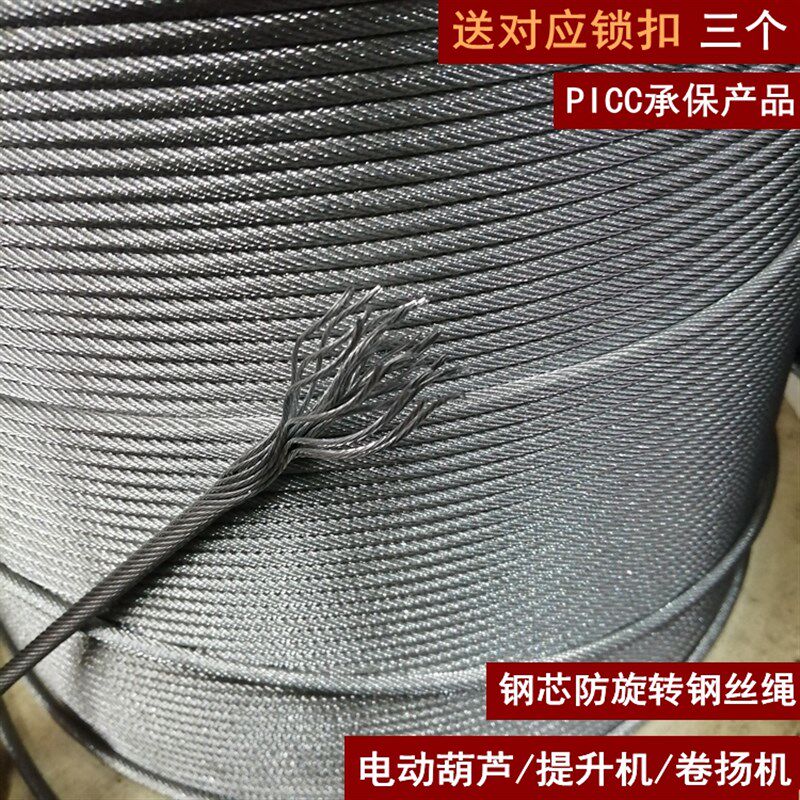 防扭无旋转钢丝绳微型电动葫芦升降机提升机卷扬机小吊机塔吊钢芯