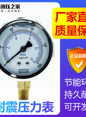 耐震压力表Y40 YN60 YNX100 YX150 液压防震抗震耐高温蒸汽表