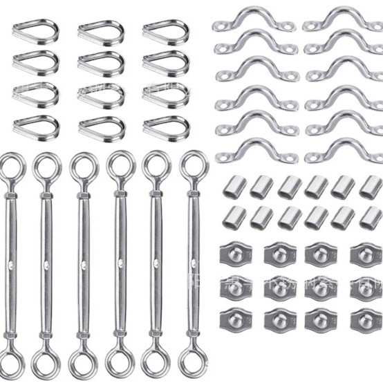 不锈钢护栏套件 电缆护栏钢丝绳配件 不锈钢索具 花篮 卡头 钢套