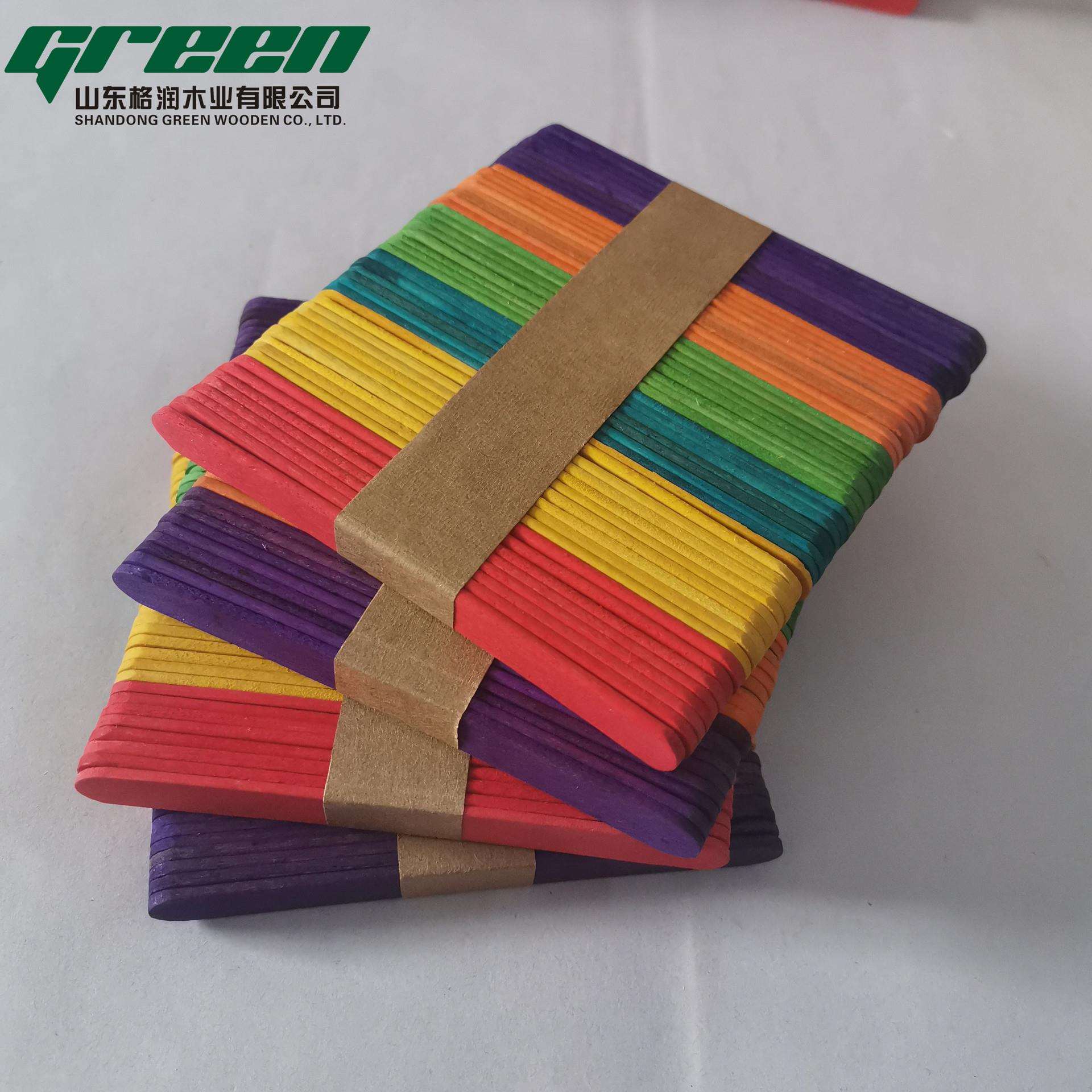 手工制作彩色雪糕棒93mm面曲直边雪条棒木制大量供应实木模型木艺