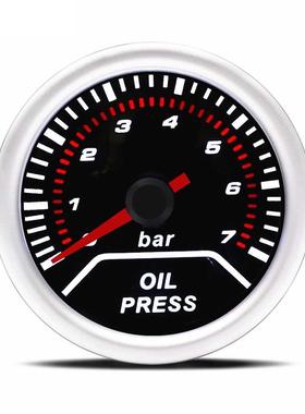 跨境汽车改装油压表2寸12VBAR52mm0~7 白光机械式墨镜油压表