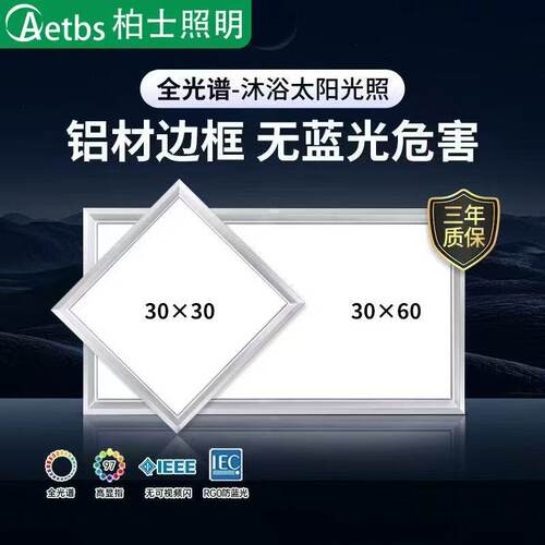集成吊顶led平板灯铝扣板面板灯300x300x600厨房厕所卫生间嵌入式