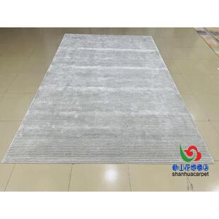 现代简约灰色长方形格子中式客厅茶几沙发地毯大厅接待室贵宾室