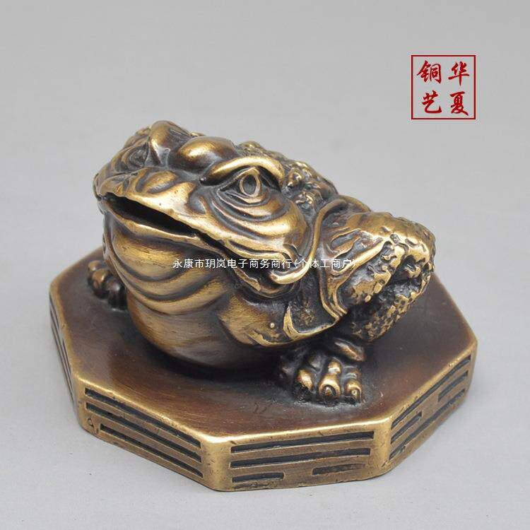 金蟾摆件客厅工艺品实心收银台办公桌金蝉纯铜三足车载玄关