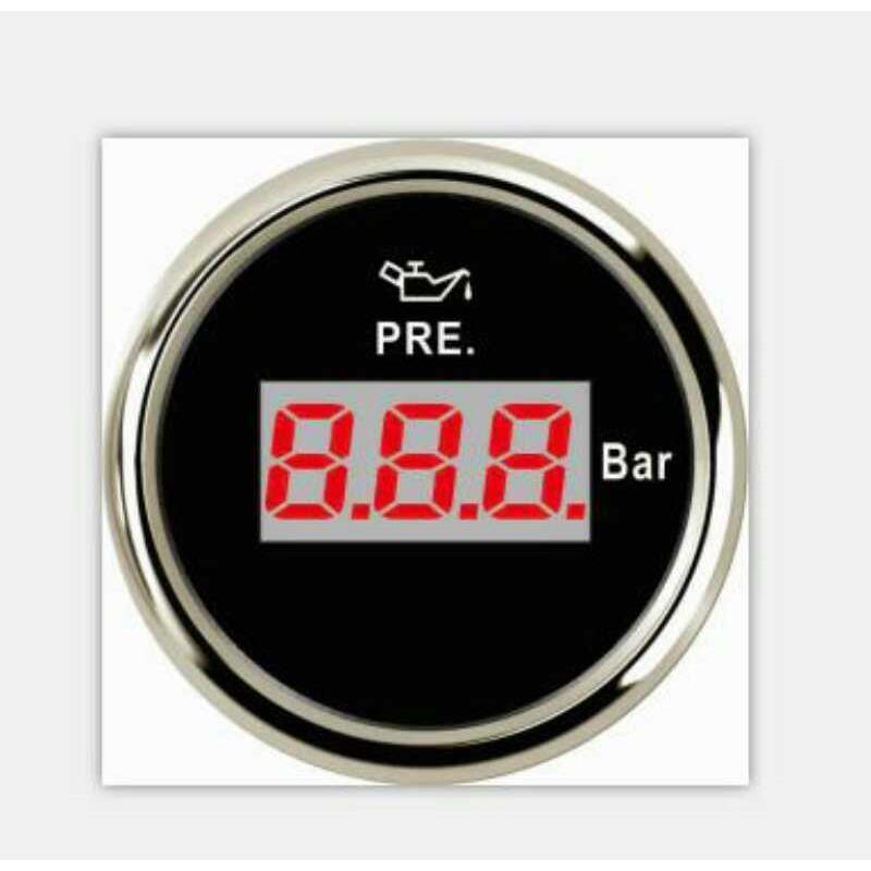机油 压力表52mm数显9-32v 0-10bar改装车载圆形油箱压表