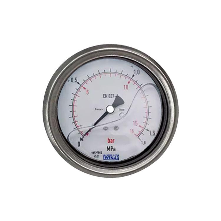 wika不锈钢压力表轴向充油耐震全钢304横装YNBF100Z 1.6MPa 16bar