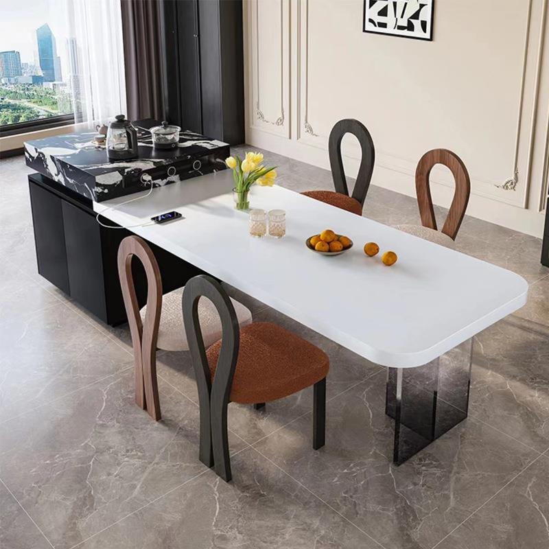 悬浮岛台餐桌一体岩板导台柜成品可设计开放式厨房吧台中倒台