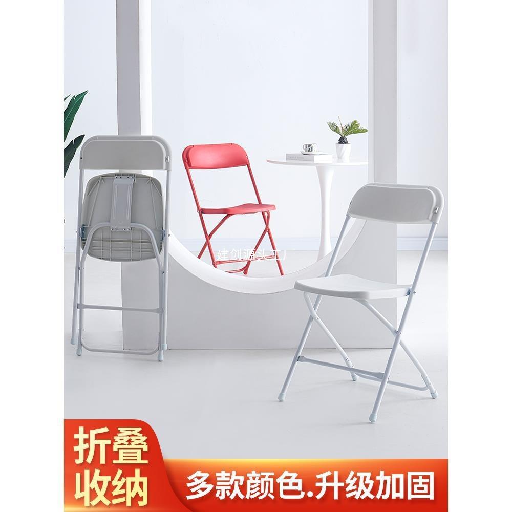 加固展会活动现场椅子可折叠椅白色塑料椅子可摞椅靠背椅折叠凳子