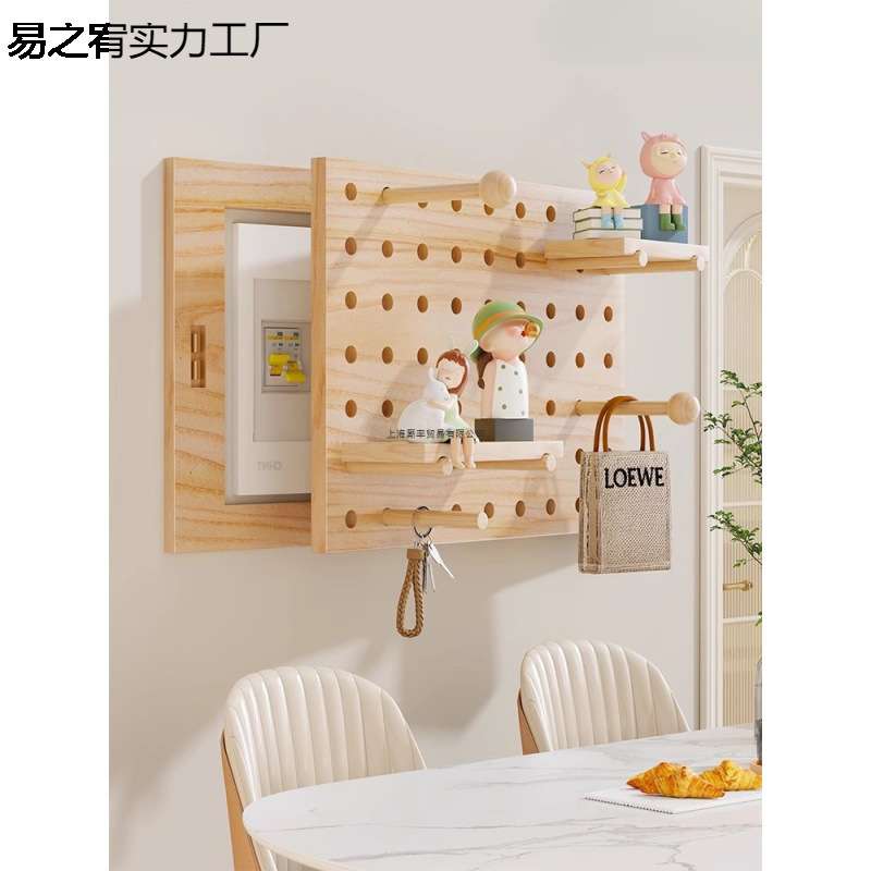 电表箱装饰画制作配电箱遮挡原木风洞洞板电闸弱电开关盖面板挂画