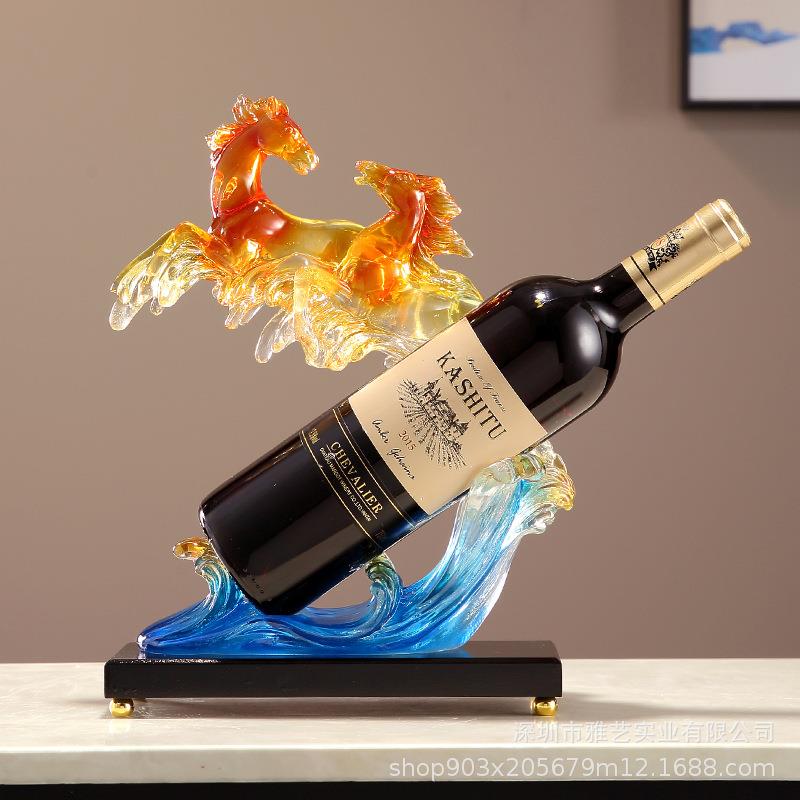 创意马酒架摆件红酒托新中式客厅电视柜玄关酒柜家居装饰高档