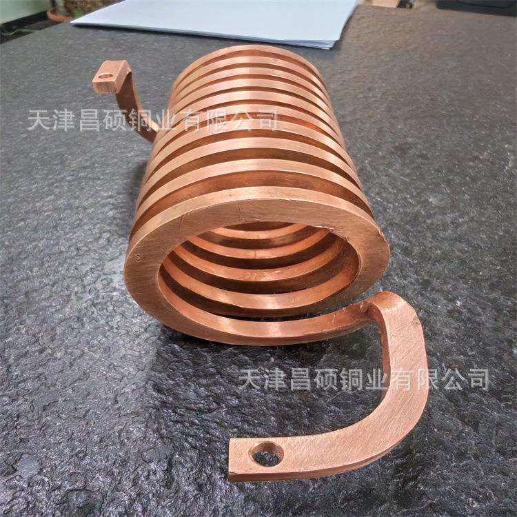 6*8紫铜方折弯加工 紫铜线圈 螺旋铜管打孔铣槽 电气设备使用