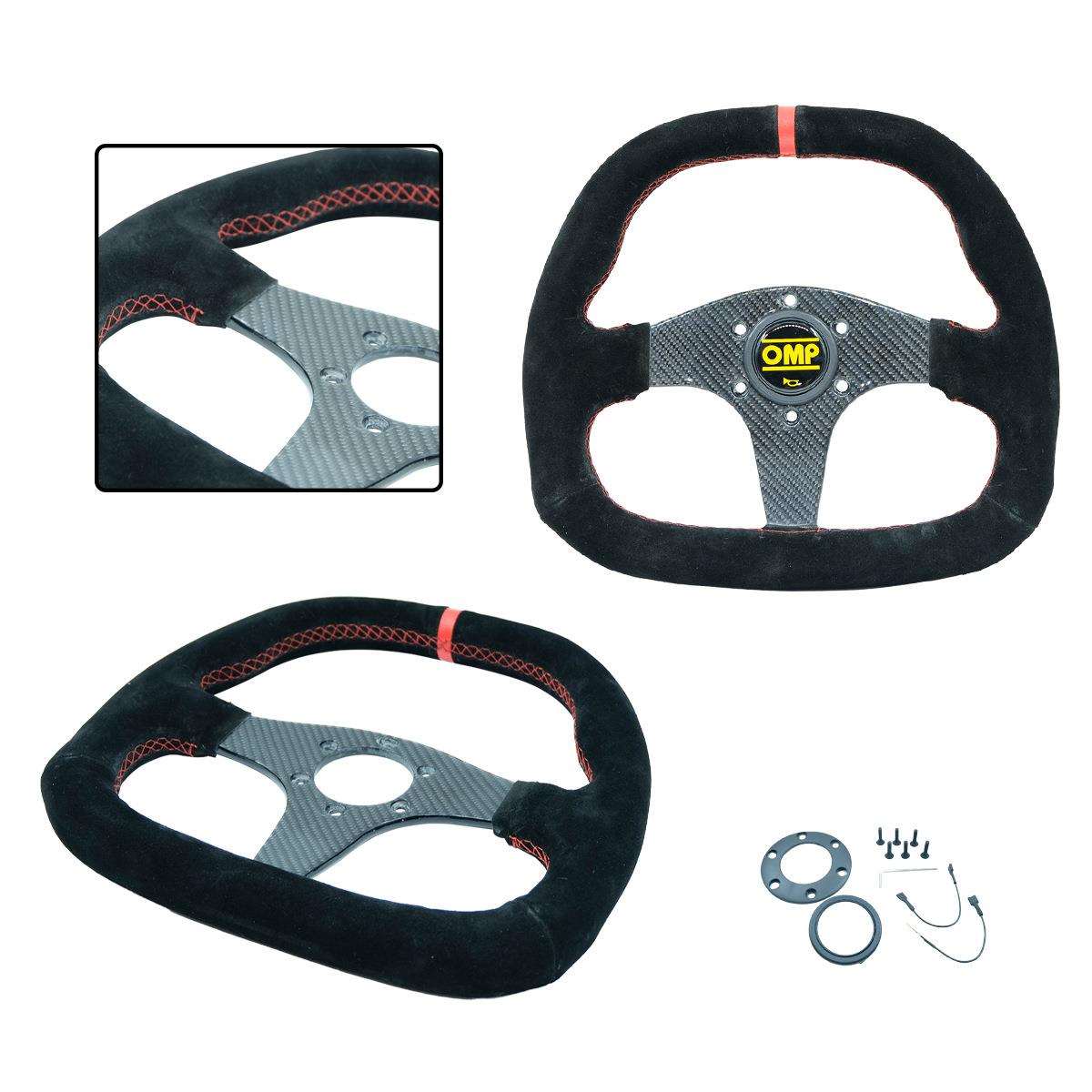 跨镜热销 13英寸OMP汽车改装快拆方向盘通用碳纤架梯形赛车转向盘