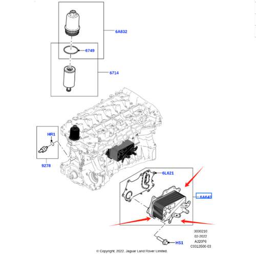 LR124571机油冷却器，用于揽胜运动2014新卫士2019 GL2849冷